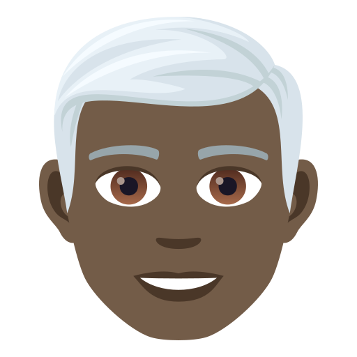 Man: Dark Skin Tone, White Hair, the design in this release