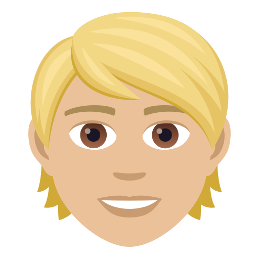 Person: Medium-Light Skin Tone, Blond Hair, the design in this release