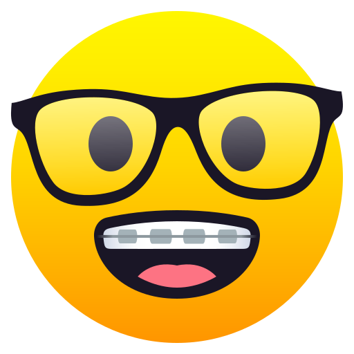 Nerd Face as drawn by JoyPixels in 7.0
