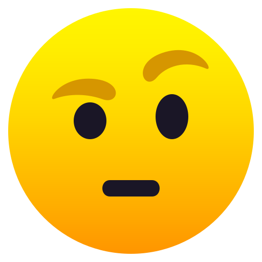 Face with Raised Eyebrow as drawn by JoyPixels in 7.0