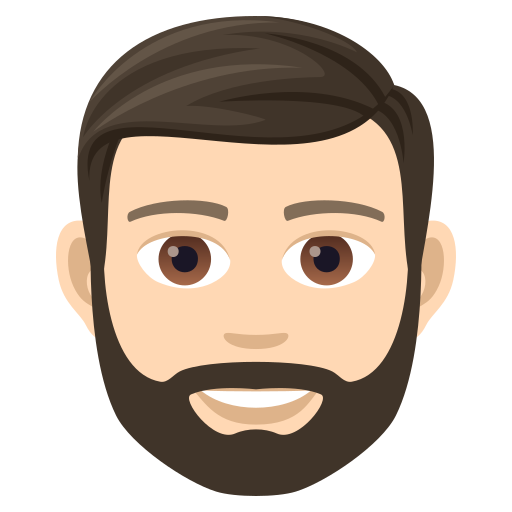 Man: Light Skin Tone, Beard, the design in this release