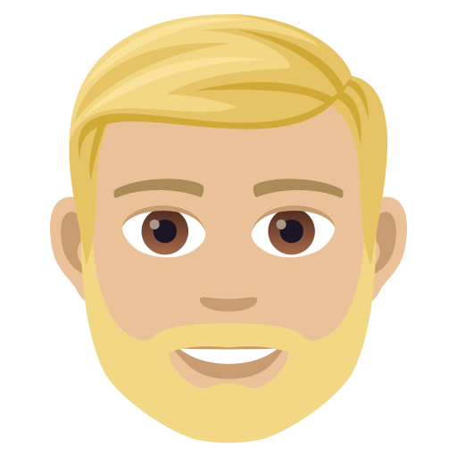 Man: Medium-Light Skin Tone, Beard, the design in this release