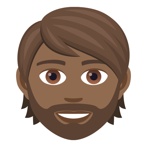 Person: Medium-Dark Skin Tone, Beard, the design in this release