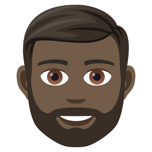 Man: Dark Skin Tone, Beard, the design in this release