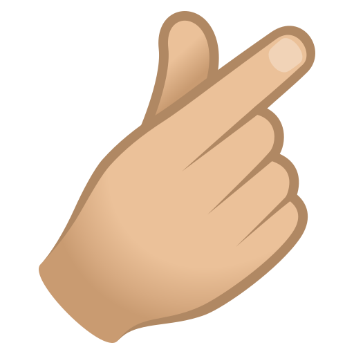 Hand with Index Finger and Thumb Crossed: Medium-Light Skin Tone, the design in this release