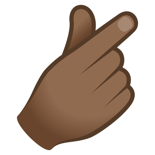 Hand with Index Finger and Thumb Crossed: Medium-Dark Skin Tone, the design in this release