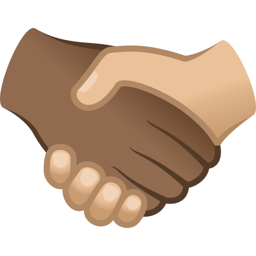 Handshake: Medium-Dark Skin Tone, Medium-Light Skin Tone, the design in this release