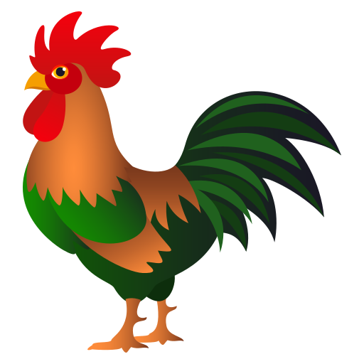 Rooster as drawn by JoyPixels in 8.0