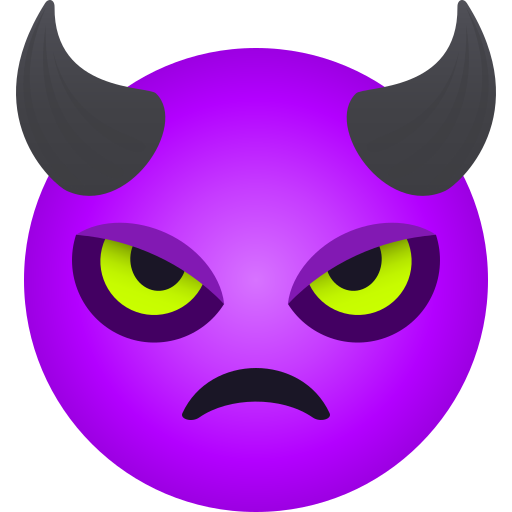 Angry Face with Horns as drawn by JoyPixels in 8.0