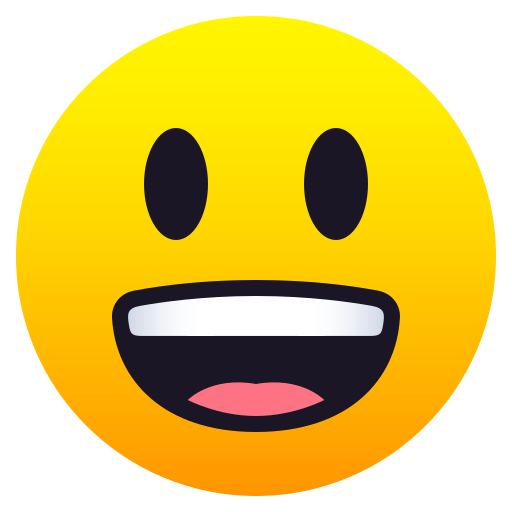 Grinning Face with Big Eyes as drawn by JoyPixels in 8.0