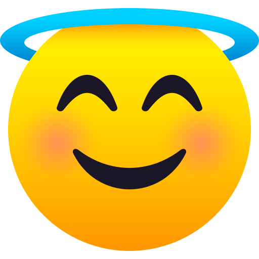 Smiling Face with Halo as drawn by JoyPixels in 8.0