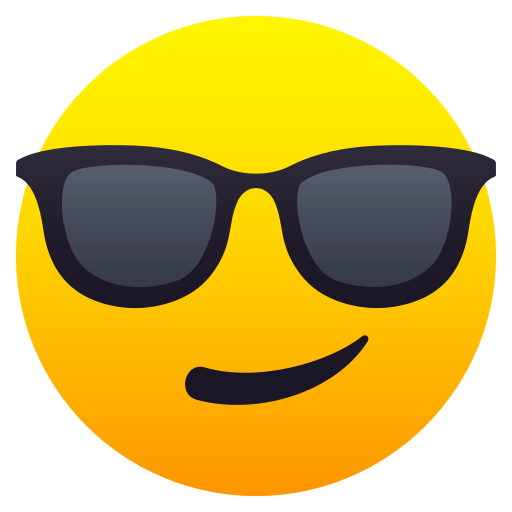 Smiling Face with Sunglasses as drawn by JoyPixels in 8.0