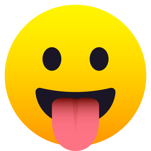 Face with Tongue as drawn by JoyPixels in 8.0