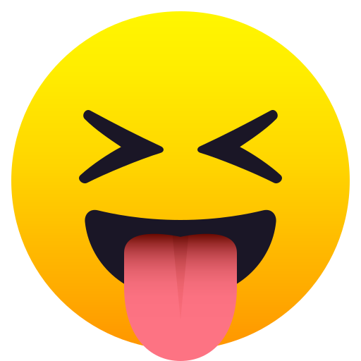 Squinting Face with Tongue as drawn by JoyPixels in 8.0