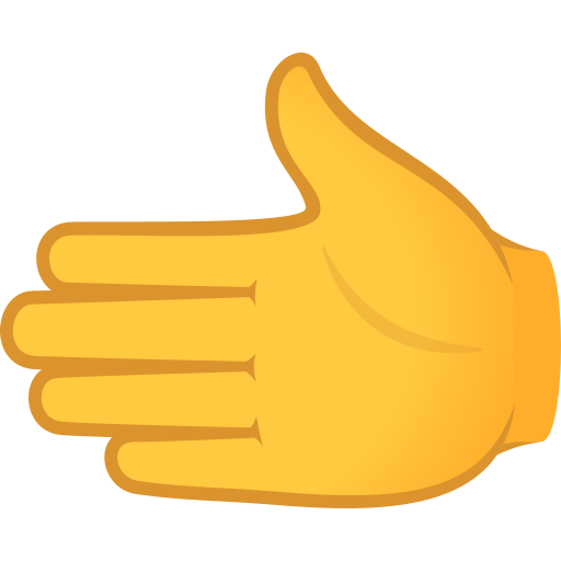 Leftwards Hand as drawn by JoyPixels in 8.0