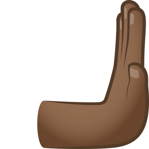 Rightwards Pushing Hand: Medium-Dark Skin Tone, the design in this release