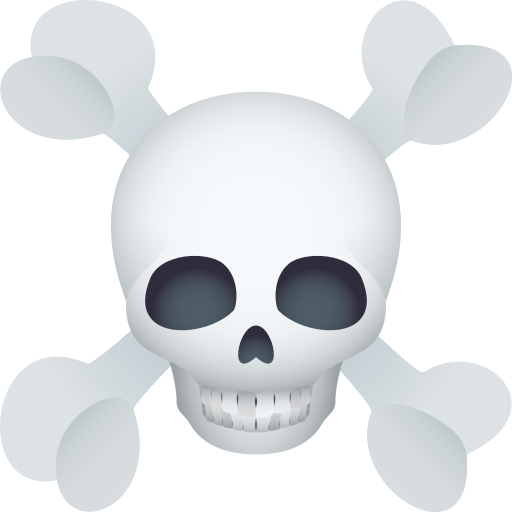 Skull and Crossbones as drawn by JoyPixels in 8.0