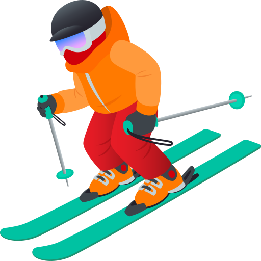 Skier as drawn by JoyPixels in 8.0