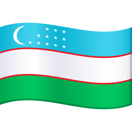 Flag: Uzbekistan as drawn by JoyPixels in 9.0