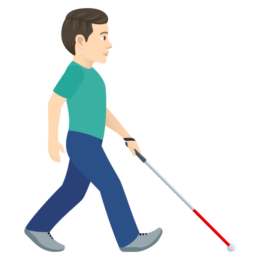 Man with White Cane Facing Right: Light Skin Tone, the design in this release