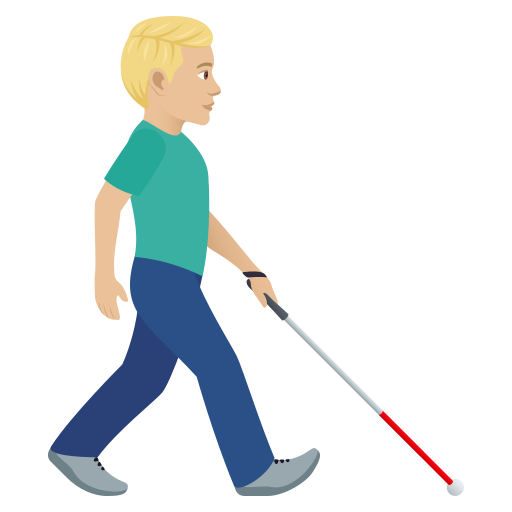 Man with White Cane Facing Right: Medium-Light Skin Tone, the design in this release