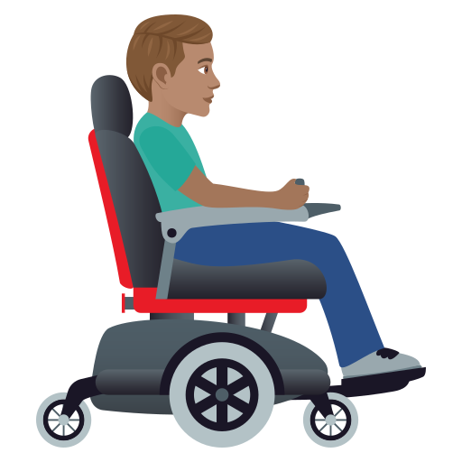 Man in Motorized Wheelchair Facing Right: Medium Skin Tone, the design in this release