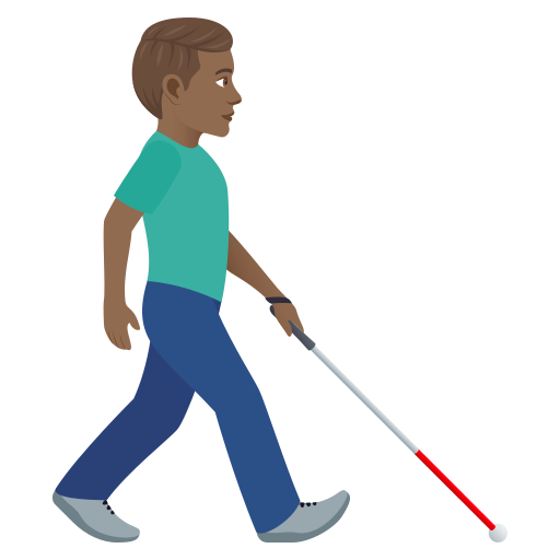 Man with White Cane Facing Right: Medium-Dark Skin Tone, the design in this release