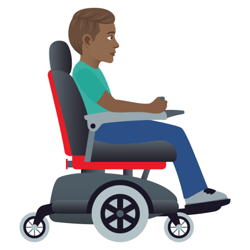 Man in Motorized Wheelchair Facing Right: Medium-Dark Skin Tone, the design in this release