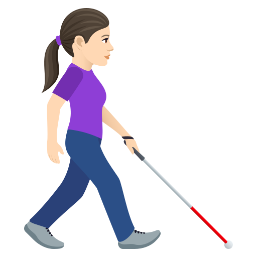 Woman with White Cane Facing Right: Light Skin Tone, the design in this release
