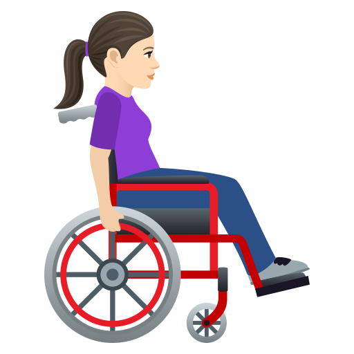 Woman in Manual Wheelchair Facing Right: Light Skin Tone, the design in this release