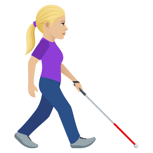 Woman with White Cane Facing Right: Medium-Light Skin Tone, the design in this release