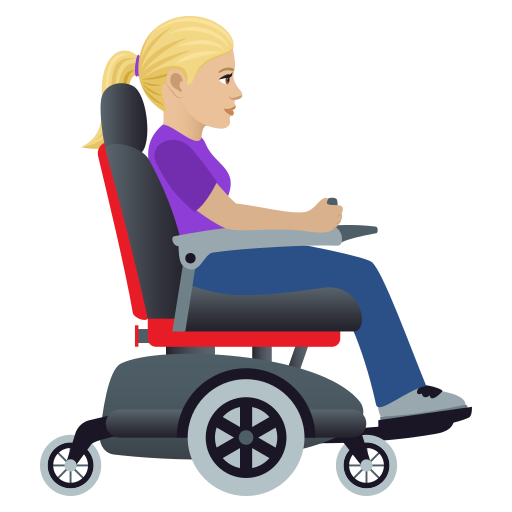 Woman in Motorized Wheelchair Facing Right: Medium-Light Skin Tone, the design in this release