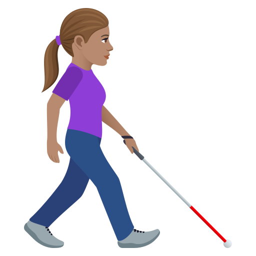 Woman with White Cane Facing Right: Medium Skin Tone, the design in this release