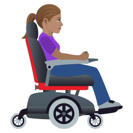 Woman in Motorized Wheelchair Facing Right: Medium Skin Tone, the design in this release