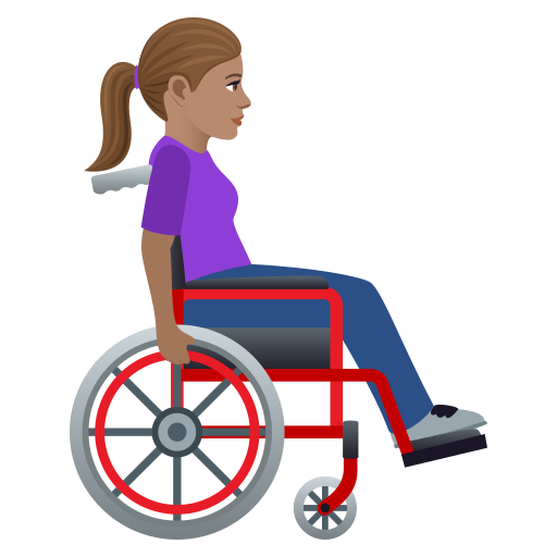 Woman in Manual Wheelchair Facing Right: Medium Skin Tone, the design in this release