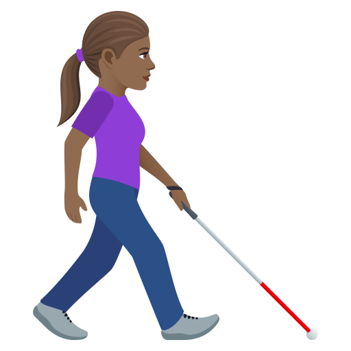 Woman with White Cane Facing Right: Medium-Dark Skin Tone, the design in this release