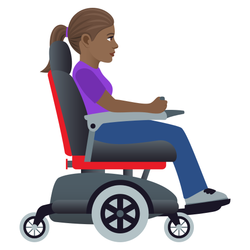 Woman in Motorized Wheelchair Facing Right: Medium-Dark Skin Tone, the design in this release