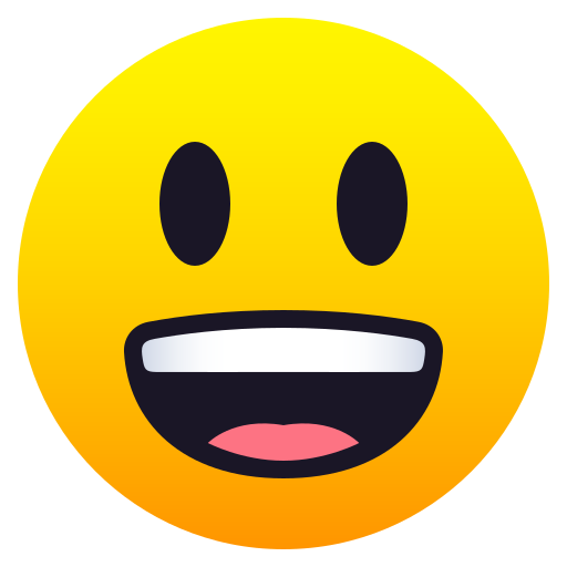 Grinning Face with Big Eyes as drawn by JoyPixels in 9.0