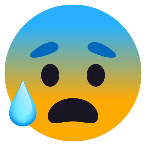 Anxious Face with Sweat as drawn by JoyPixels in 9.0