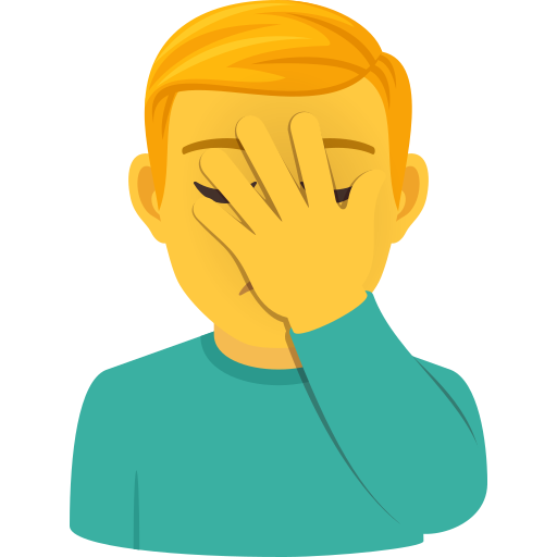 Man Facepalming as drawn by JoyPixels in 9.0