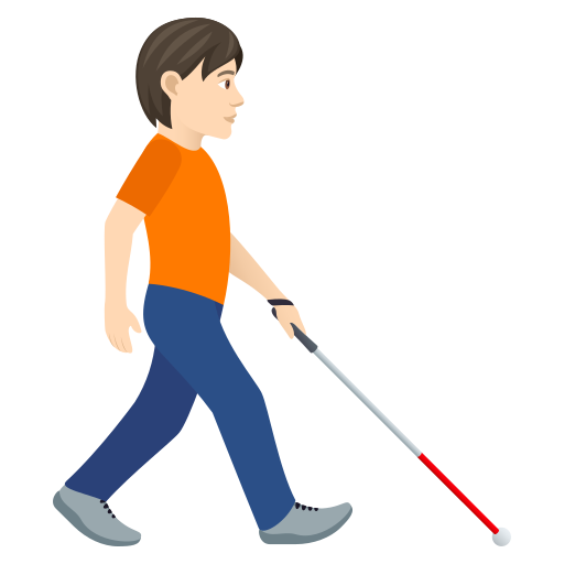 Person with White Cane Facing Right: Light Skin Tone, the design in this release