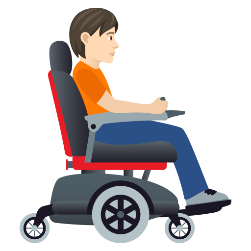 Person in Motorized Wheelchair Facing Right: Light Skin Tone, the design in this release
