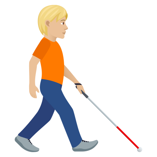 Person with White Cane Facing Right: Medium-Light Skin Tone, the design in this release