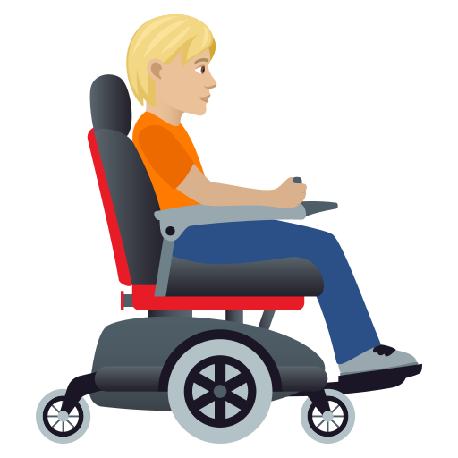 Person in Motorized Wheelchair Facing Right: Medium-Light Skin Tone, the design in this release
