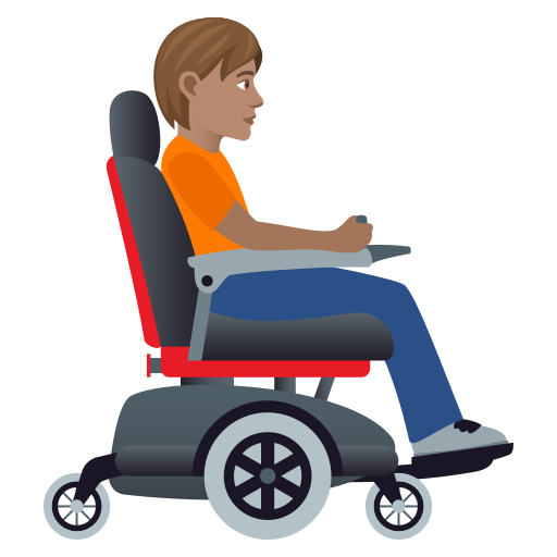 Person in Motorized Wheelchair Facing Right: Medium Skin Tone, the design in this release
