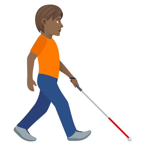 Person with White Cane Facing Right: Medium-Dark Skin Tone, the design in this release