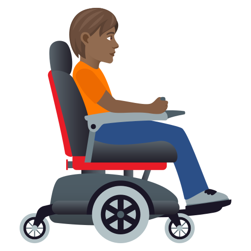 Person in Motorized Wheelchair Facing Right: Medium-Dark Skin Tone, the design in this release