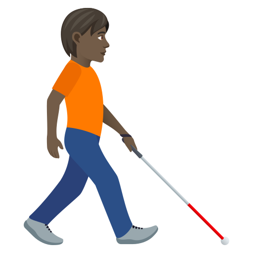 Person with White Cane Facing Right: Dark Skin Tone, the design in this release