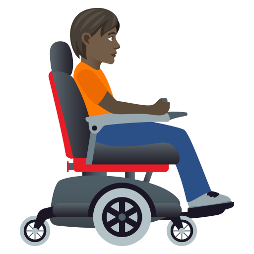 Person in Motorized Wheelchair Facing Right: Dark Skin Tone, the design in this release