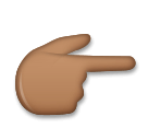 backhand index pointing right: medium-dark skin tone as rendered by LG